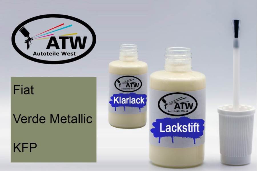 Fiat, Verde Metallic, KFP: 20ml Lackstift + 20ml Klarlack - Set, von ATW Autoteile West.